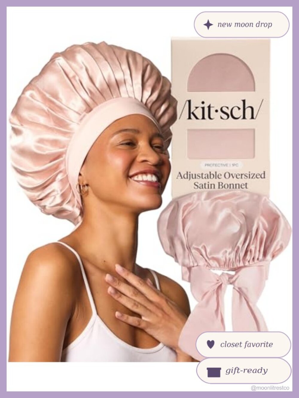 XL Satin Adjustable Sleep Bonnet for Curly Hair Anti-Frizz